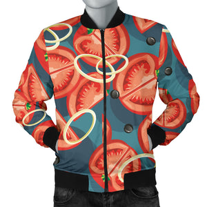 Tomato Pattern Background Men Bomber Jacket