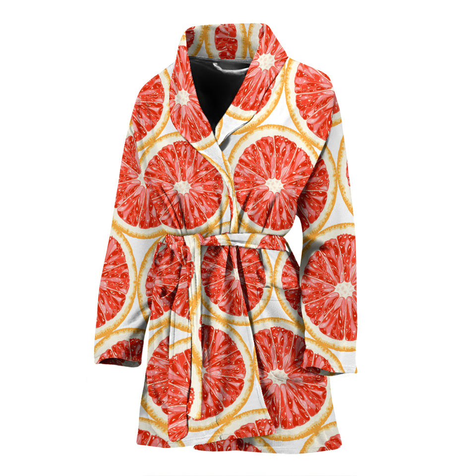 Sliced Grapefruit Pattern Women Bathrobe