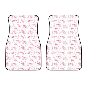 Eiffel Tower Pink Theme Pattern Print Design 05 Front Car Mats