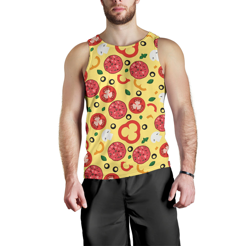 Pizza Tomato Salami Texture Pattern Men Tank Top