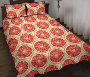 Sliced Grapefruit Pattern Quilt Bed Set