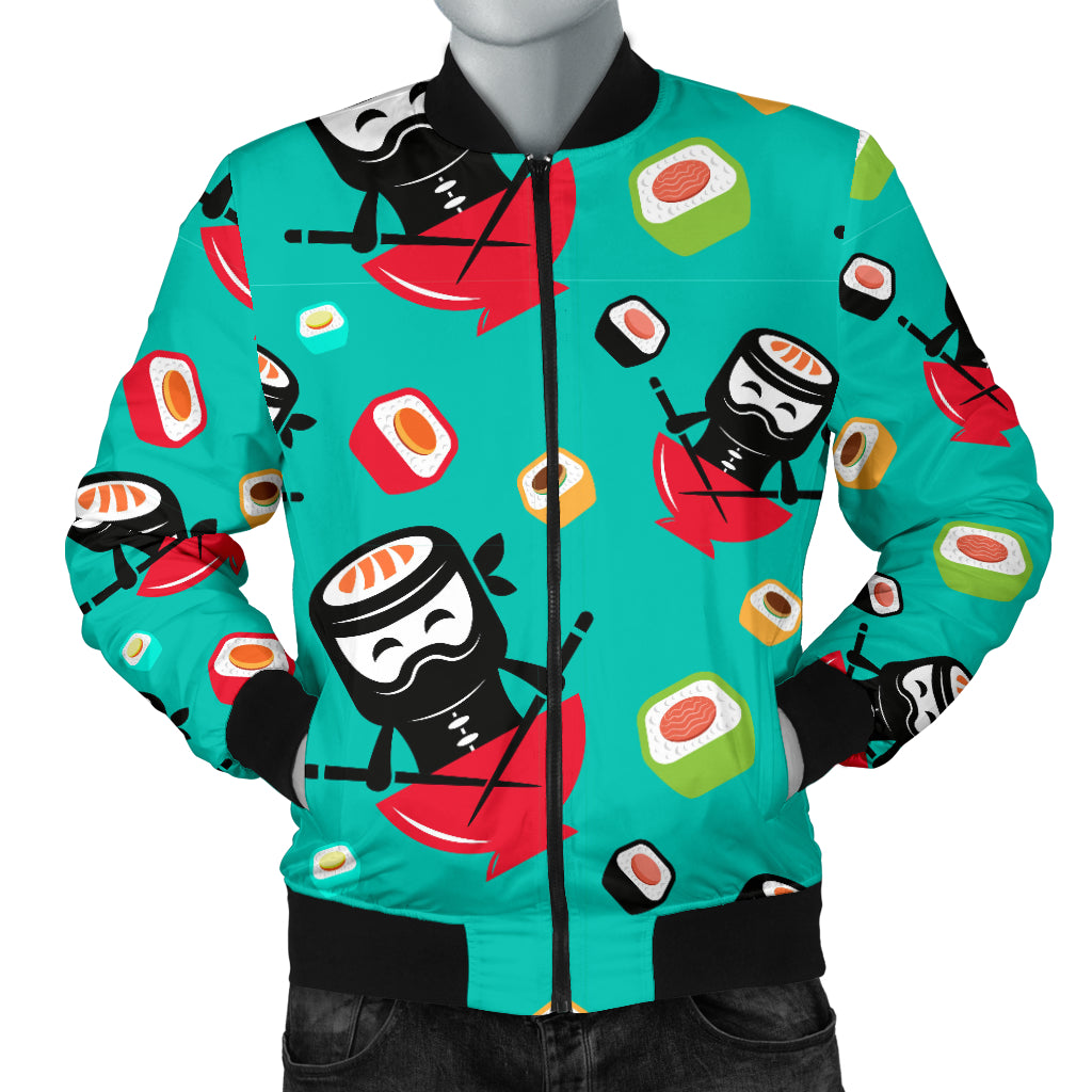 Ninja Sushi Pattern Men Bomber Jacket