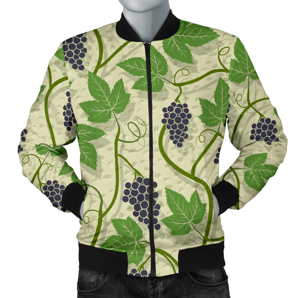 Grape Leaves Pattern Men Bomber Jacket