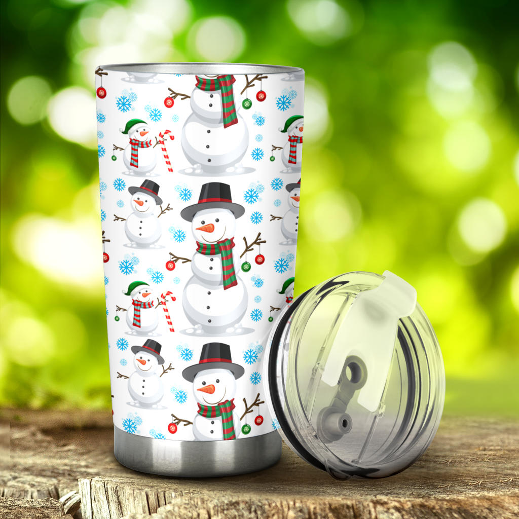 Snowman Pattern Background Tumbler