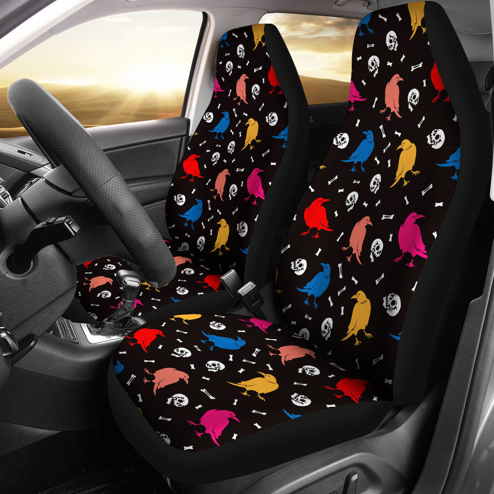 Colorful Crow Pattern Universal Fit Car Seat Covers