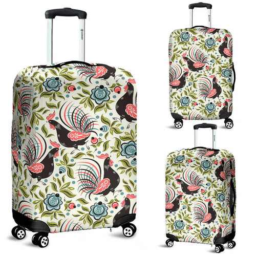 Rooster Chicken Leaves Pattern Luggage Covers