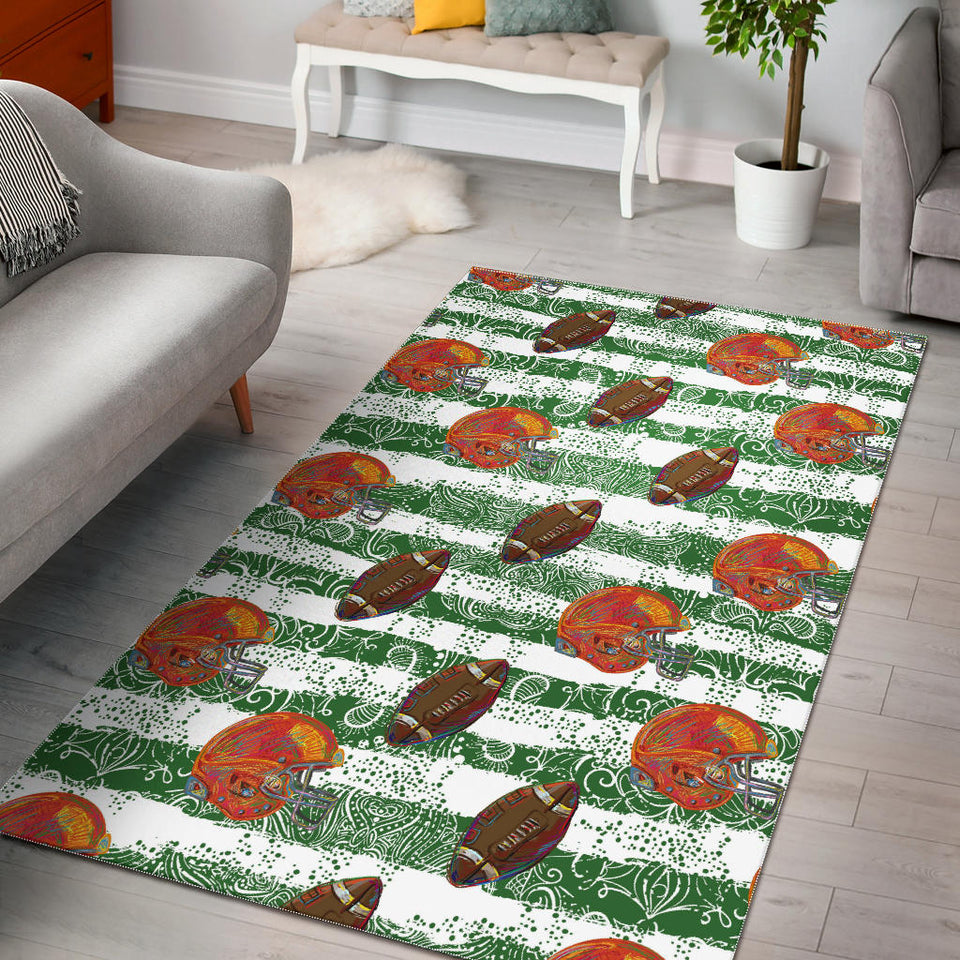American Football Ball Helmet Pattern Area Rug