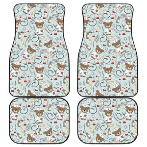 Teddy Bear Pattern Print Design 02 Front and Back Car Mats
