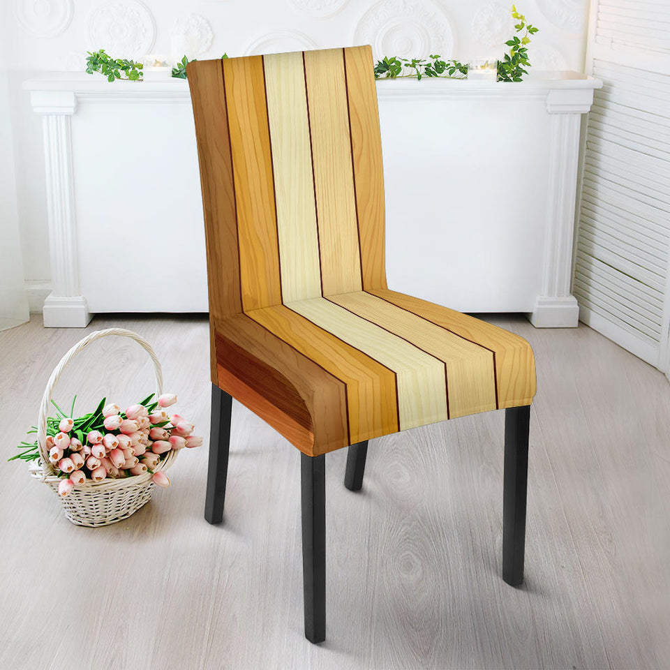 Wood Printed Pattern Print Design 01 Dining Chair Slipcover