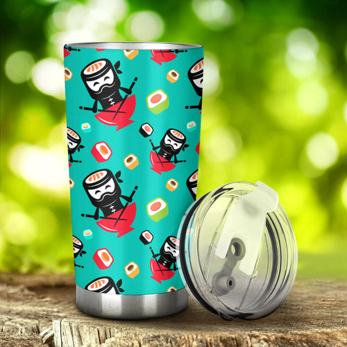 Ninja Sushi Pattern Tumbler