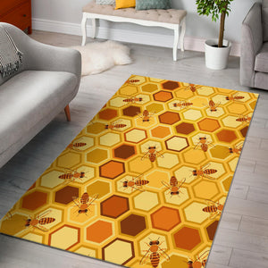 Bee and Honeycomb Pattern Area Rug