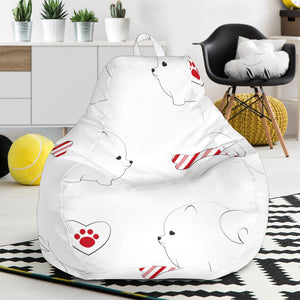 White Pomeranian Pattern Bean Bag Cover