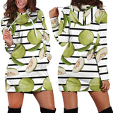 Guava Pattern Stripe background Women Hoodie Dress