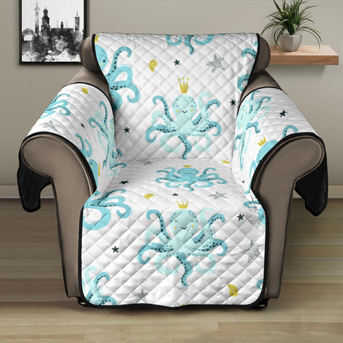 Octopus Blue Pattern Recliner Cover Protector