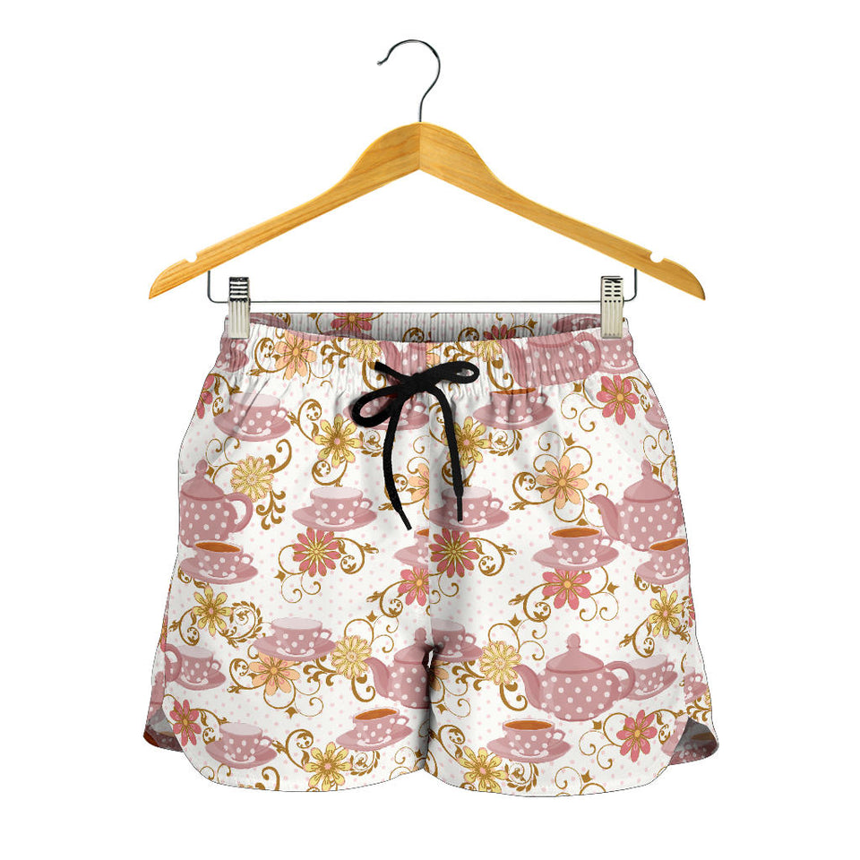 Tea pots Pattern Print Design 01 Women Shorts