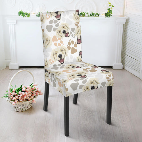 Golden Retriever Pattern Print Design 02 Dining Chair Slipcover