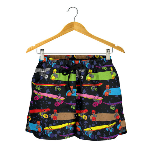 Skate Board Pattern Print Design 03 Women Shorts