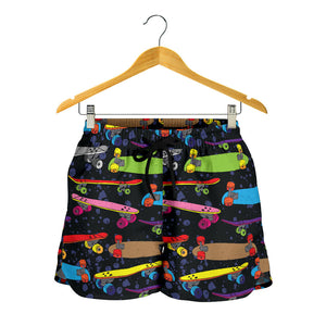 Skate Board Pattern Print Design 03 Women Shorts