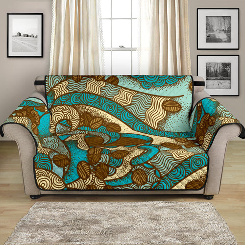 Coffee Bean Pattern Graphic Ornate Loveseat Couch Cover Protector