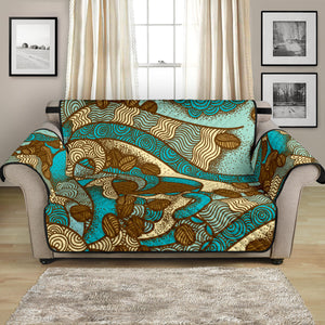 Coffee Bean Pattern Graphic Ornate Loveseat Couch Cover Protector