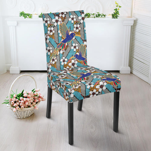 Hummingbird Pattern Print Design 02 Dining Chair Slipcover