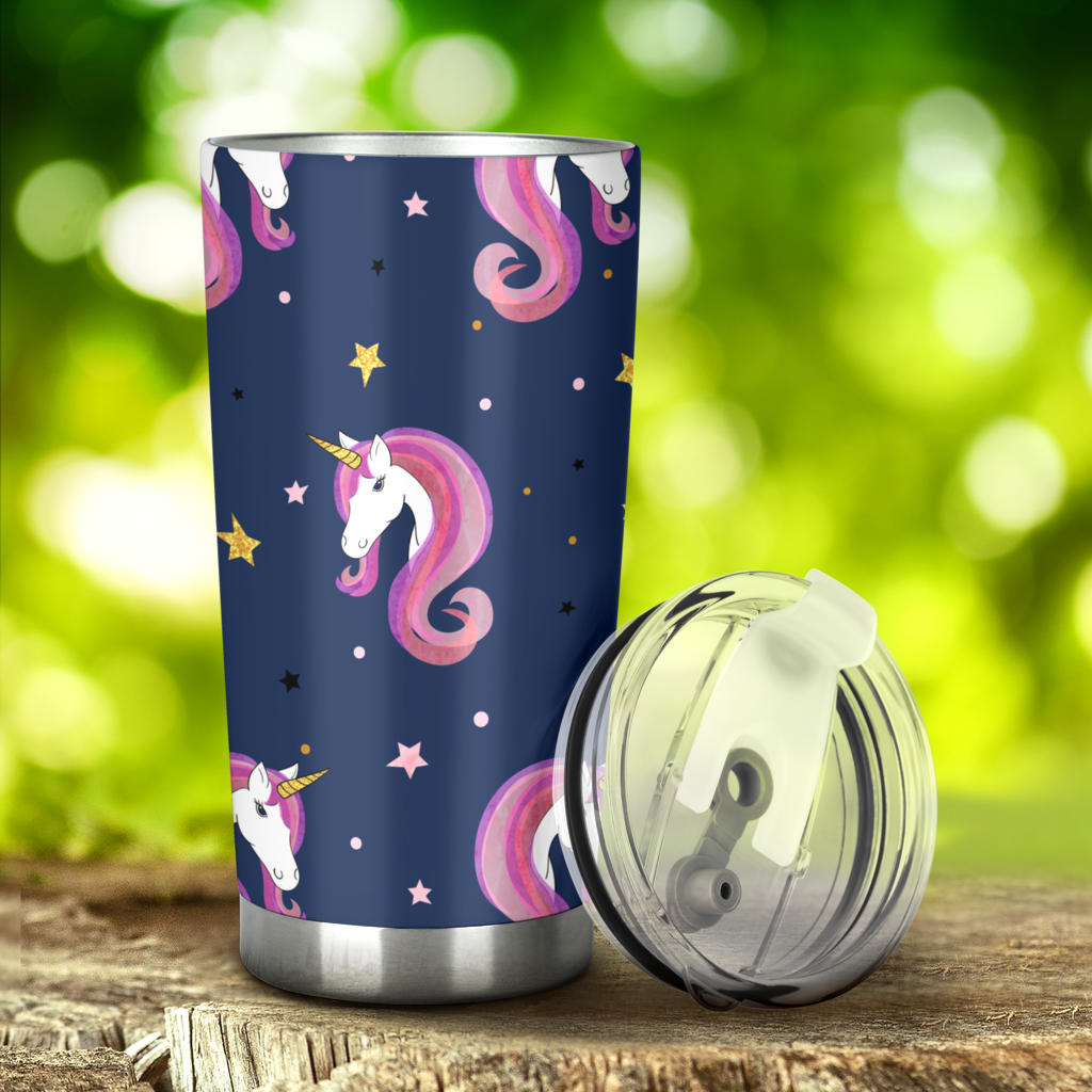 Unicorn Head Pattern Tumbler