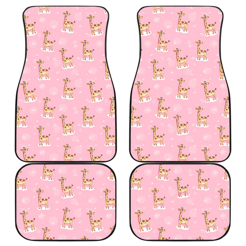 Giraffe Pattern Print Design 01 Front and Back Car Mats