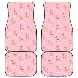 Giraffe Pattern Print Design 01 Front and Back Car Mats