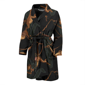 Monkey Pattern Black Background Men Bathrobe