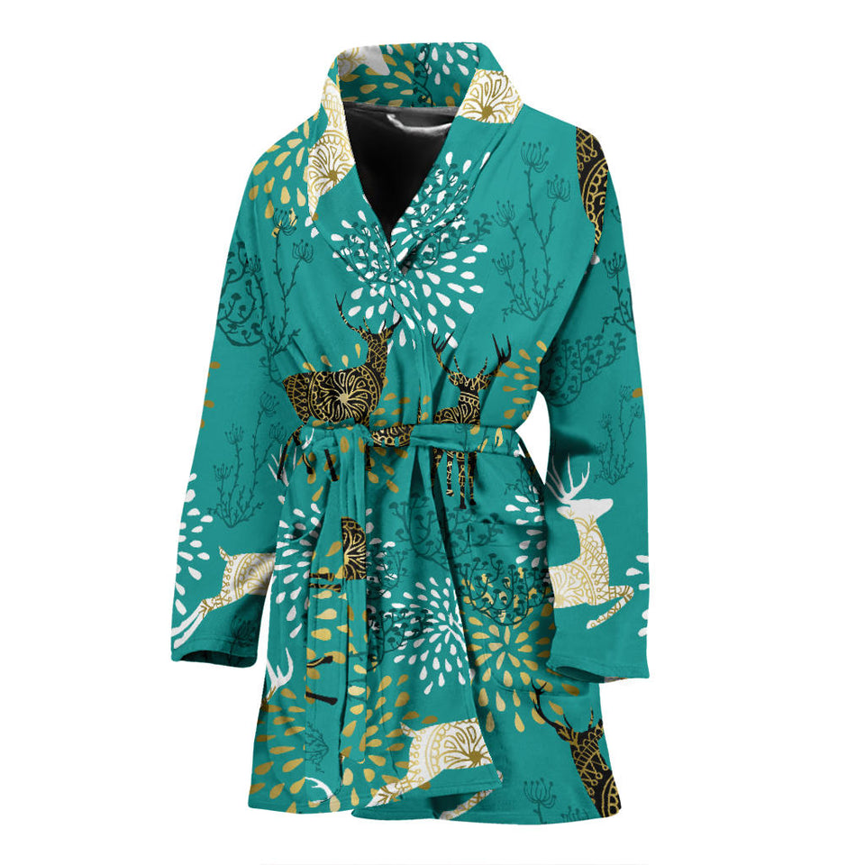 Deer Pattern Women Bathrobe