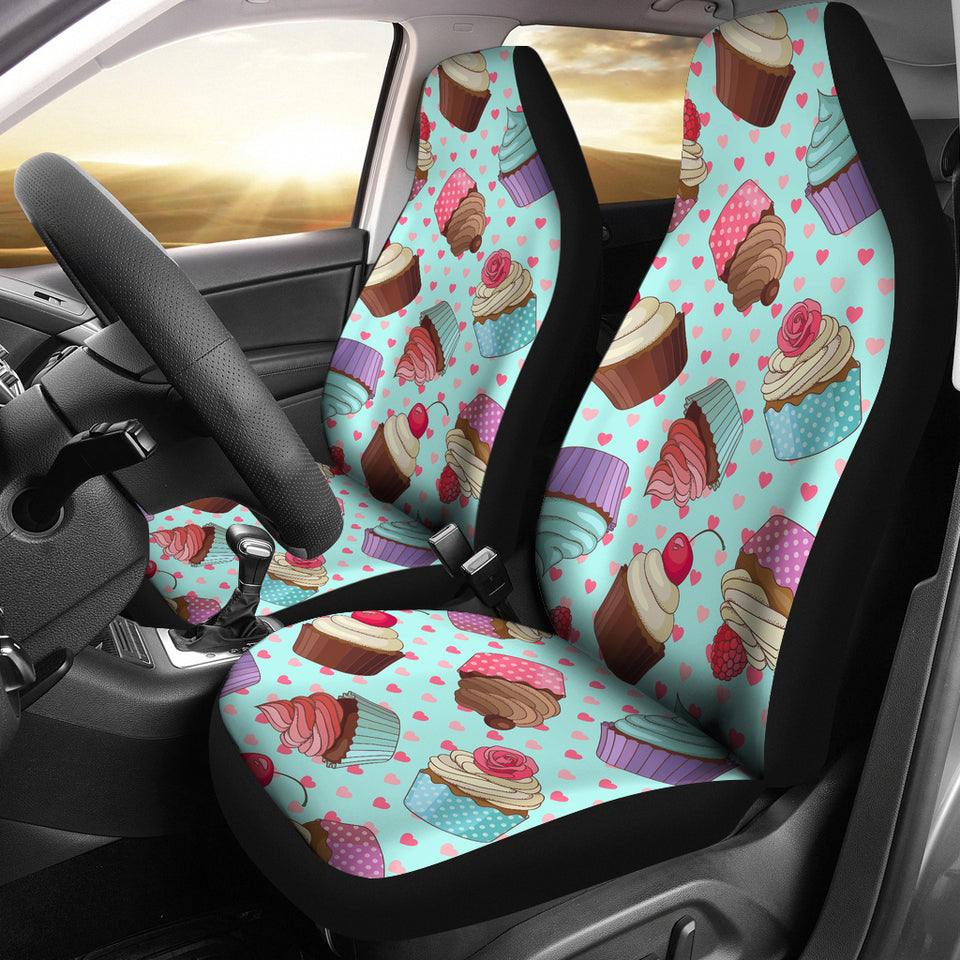 Cup Cake Heart Pattern Universal Fit Car Seat Covers