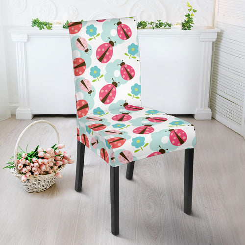 Ladybug Pattern Print Design 03 Dining Chair Slipcover