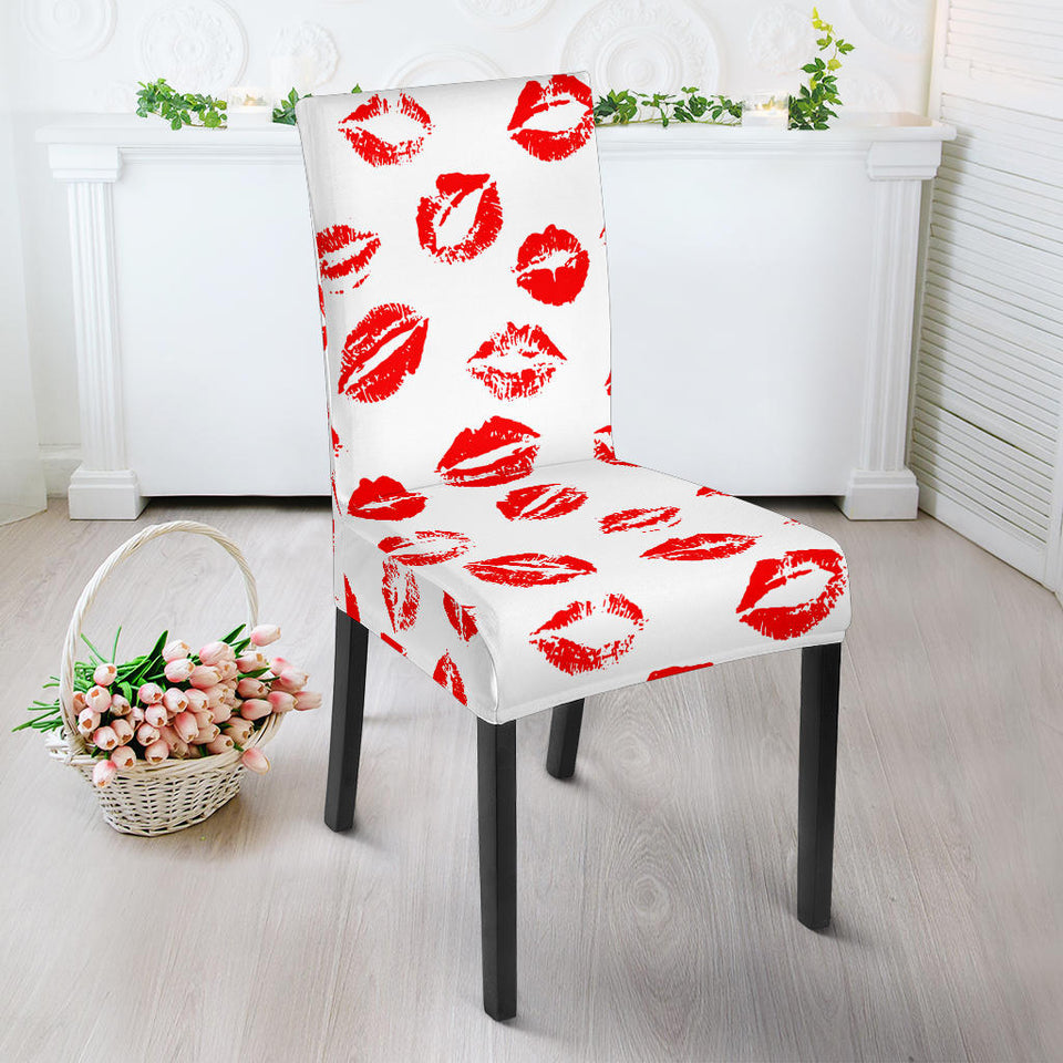 Lips Pattern Print Design 01 Dining Chair Slipcover