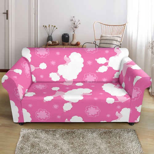 Poodle Pink Theme Pattern Loveseat Couch Slipcover