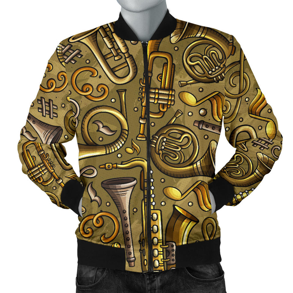 Saxophone Gold Pattern Men Bomber Jacket