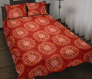 Sliced Tomato Pattern Quilt Bed Set