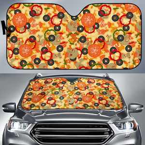 Pizza Texture Pattern Car Sun Shade