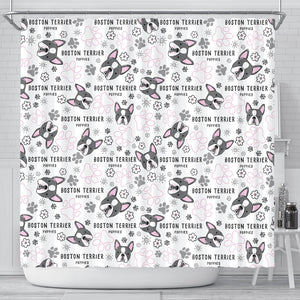 Boston Terrier Pattern Shower Curtain Fulfilled In US