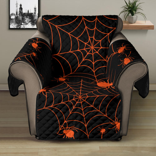 Orange Cobweb Spider Web Pattern Recliner Cover Protector