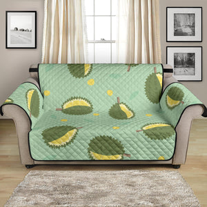 Durian Pattern Green Background Loveseat Couch Cover Protector