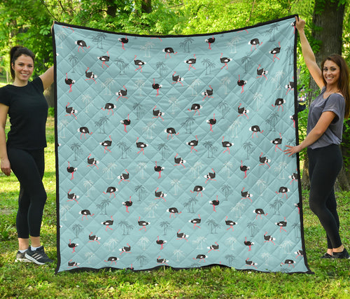 Ostrich Pattern Print Design 05 Premium Quilt