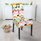 Music Notes Pattern Print Design 01 Dining Chair Slipcover