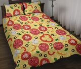 Pizza Tomato Salami Texture Pattern Quilt Bed Set