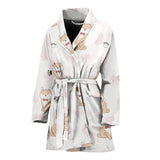 Cute Shiba Inu Heart Pattern Women Bathrobe