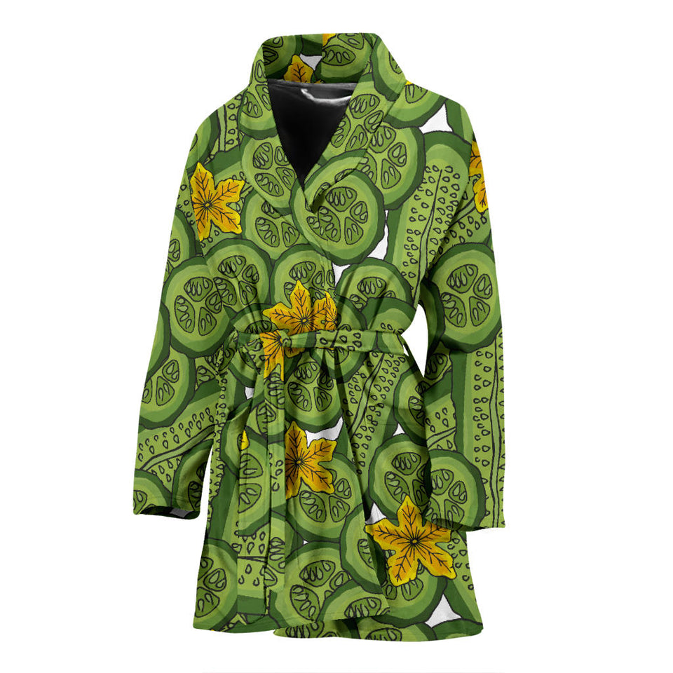 Cucumber Pattern Theme Women Bathrobe