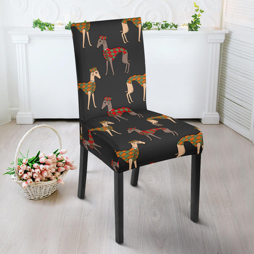 Greyhound Pattern Print Design 01 Dining Chair Slipcover