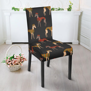 Greyhound Pattern Print Design 01 Dining Chair Slipcover