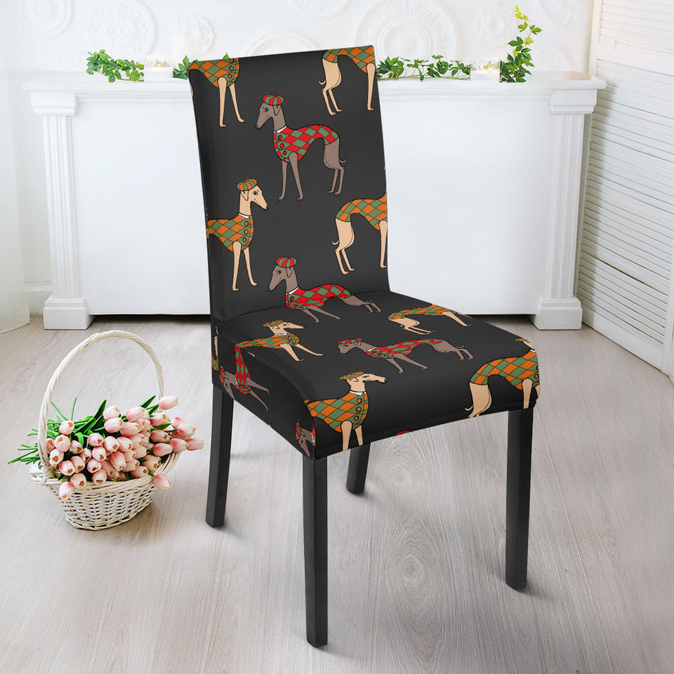 Greyhound Pattern Print Design 01 Dining Chair Slipcover