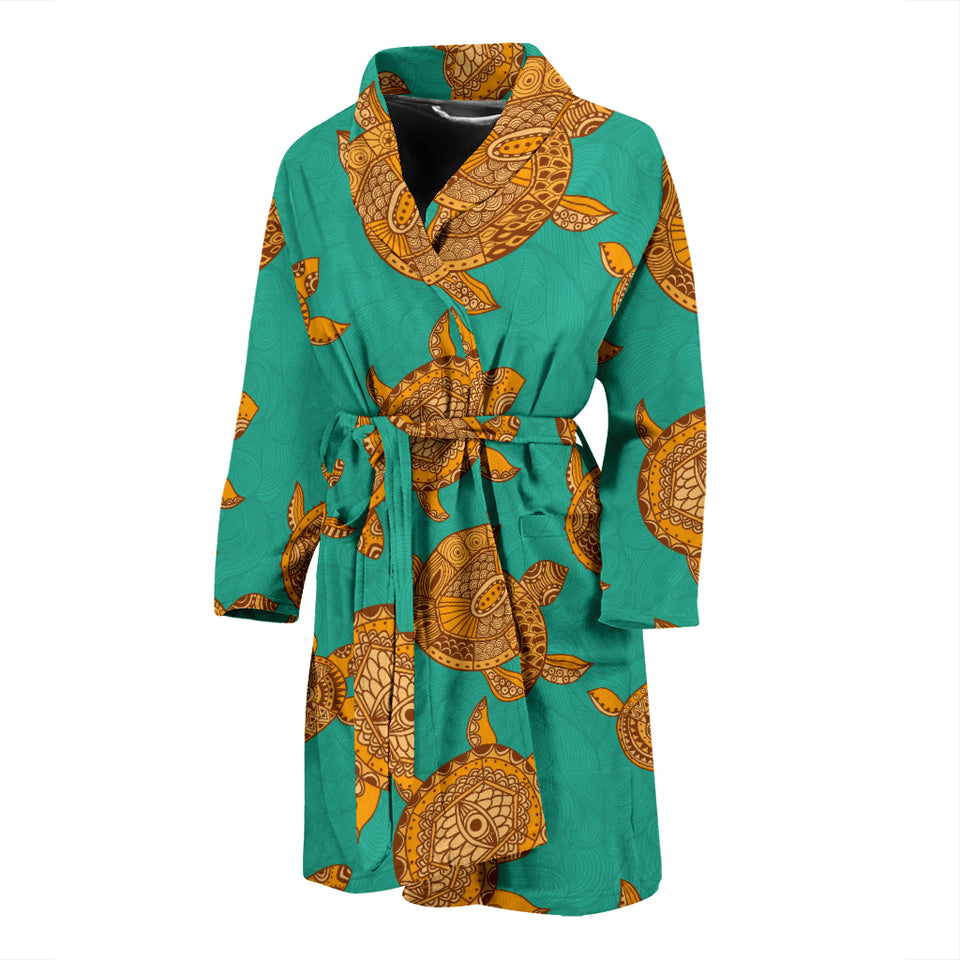 Sea Turtle Tribal Aboriginal Pattern Men Bathrobe