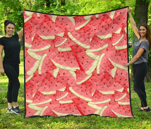 Watermelon Pattern Background Premium Quilt